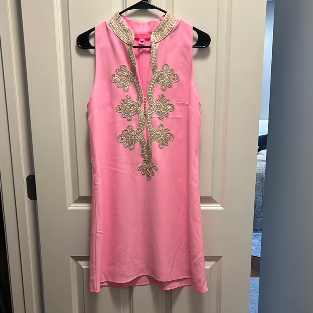 Lilly Pulitzer Pink Dress with Gold Embellishments